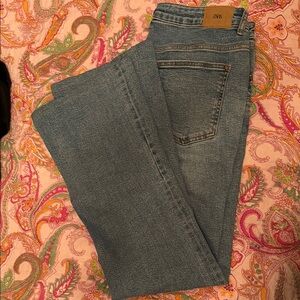 Zara Blue Flare Wide Leg Jeans with Contrast Stitching